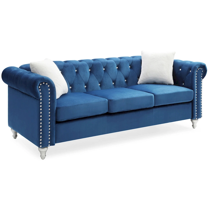 Raisa Microsuede Velvet Tufted Sofa