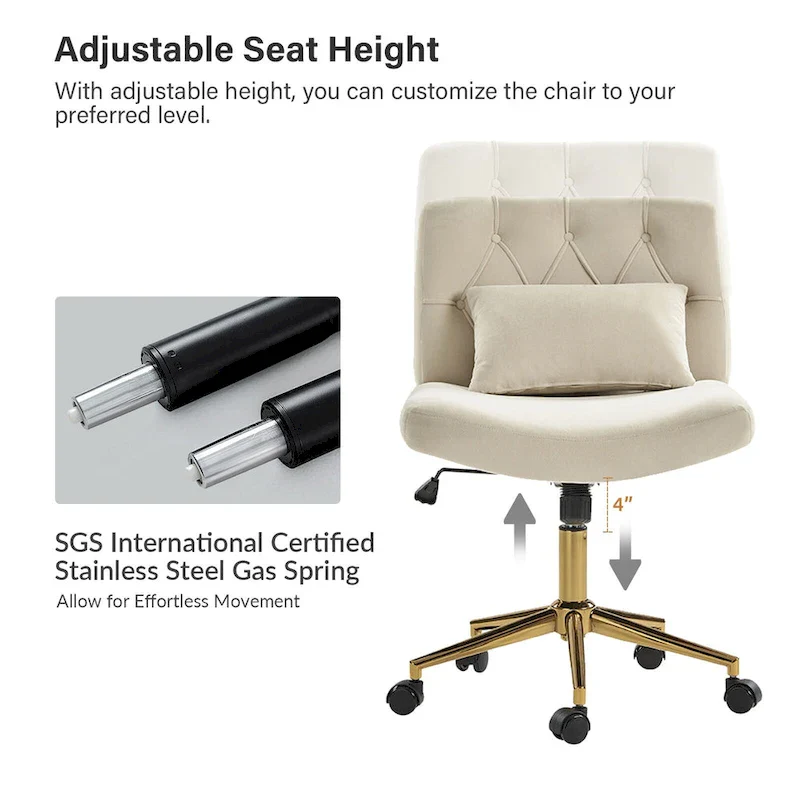 Ollie Modern Flannel Swivel Tilting Office Chair with Pillow by HULALA HOME