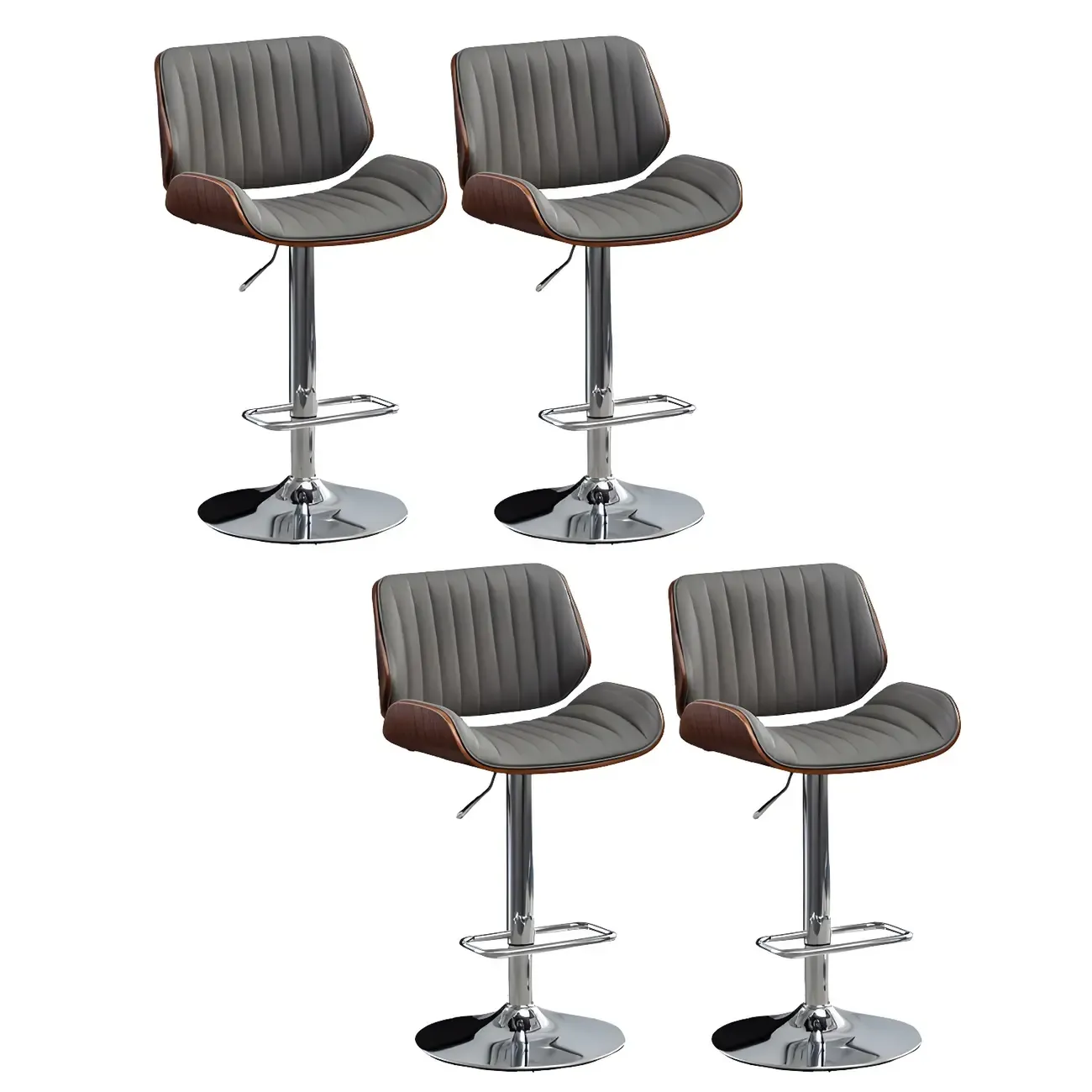 Elegant Wood Leather Red Swivel Adjustable Bar Stool