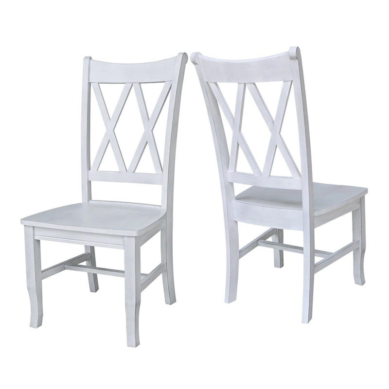Double X-Back Solid Wood Chairs - Set of Two