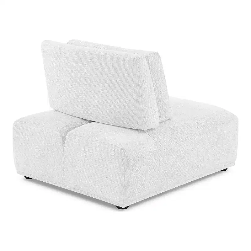 HOMES: Inside + Out Povoa Modern Modular Armless Chair Chenille with Extendable Backrest White