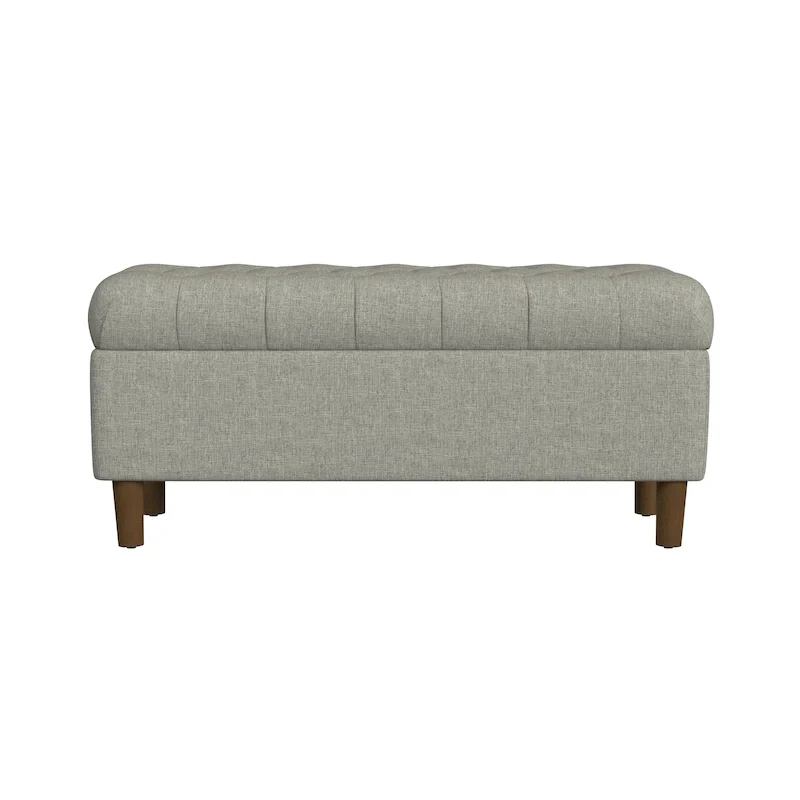 HomePop Button Tufted Top Storage Bench with Wood Legs