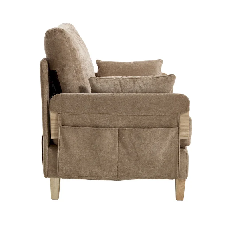 Chenille Upholstered 3-in-1 Convertible Sleeper Foldable Sofa Bed Recliner Chair with 3 Pillows