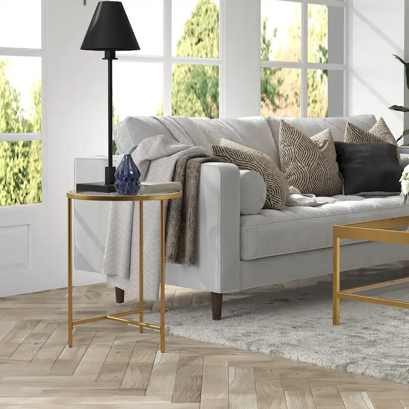 Berenson 18 Wide Round Side Table with Glass Top