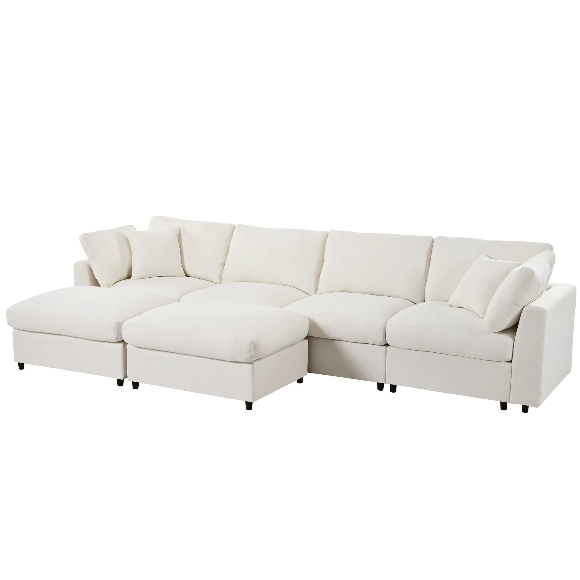 Modern Modular Chenille U-Shaped Sectional Sofa with Two Ottomans