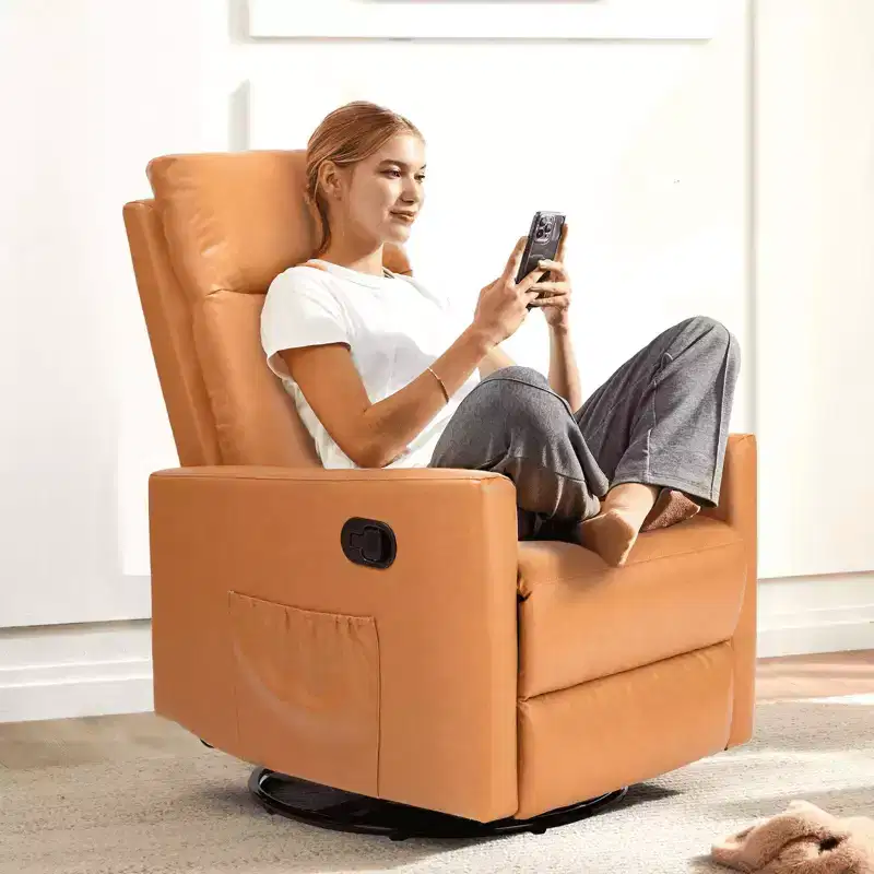 MAYEERTY Accent Chair - 360 Swivel Chenille Armchair with Lumbar Pillow