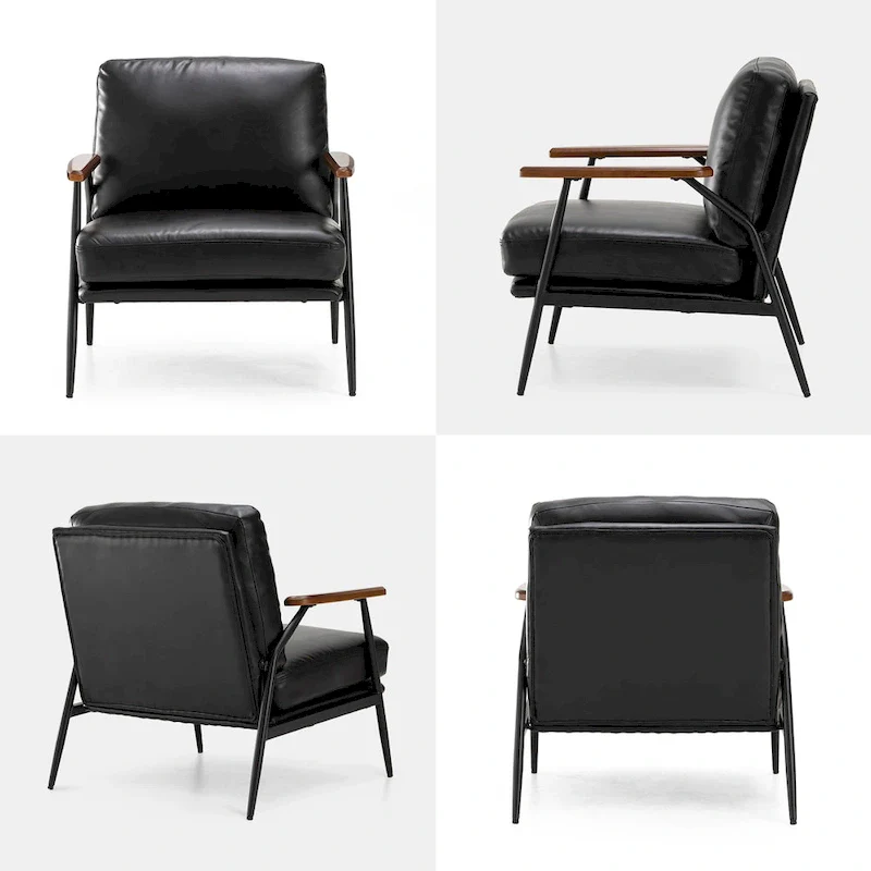 Glitzhome 28 W Mid-century Modern Soft PU Leather Accent Armchair - 28  W x 31  D x 30.75  H