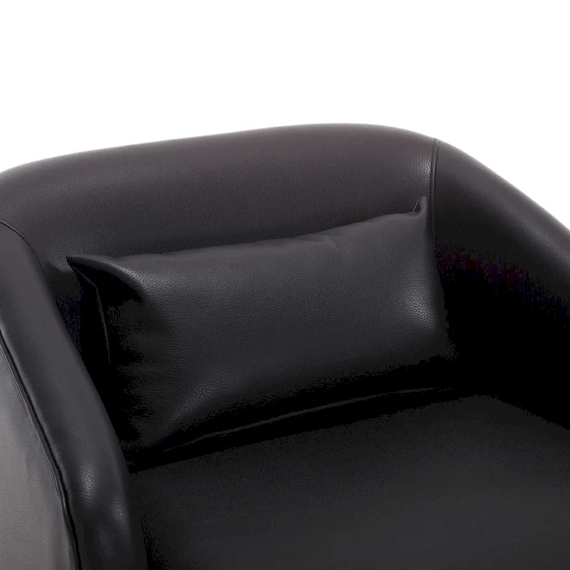 Black PU 31.5 Swivel Barrel Chair with Metal Base