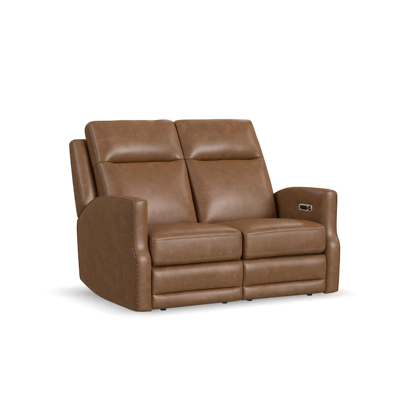 Maxwellton Cedar Power Reclining Loveseat with Power Headrests and Lumbar by Flexsteel - 56 x 42 x 39