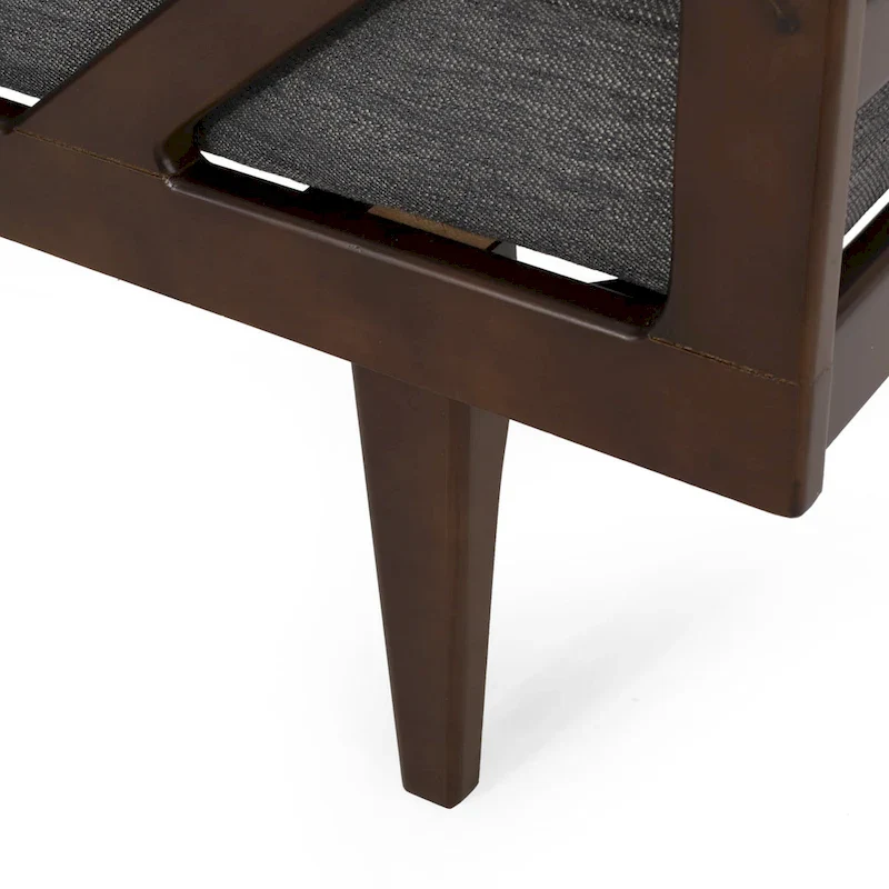 Charcoal Modern 65 Button Tufted Chaise Lounge Chair with Bent Wood Desing and Rolled Accent Pillows