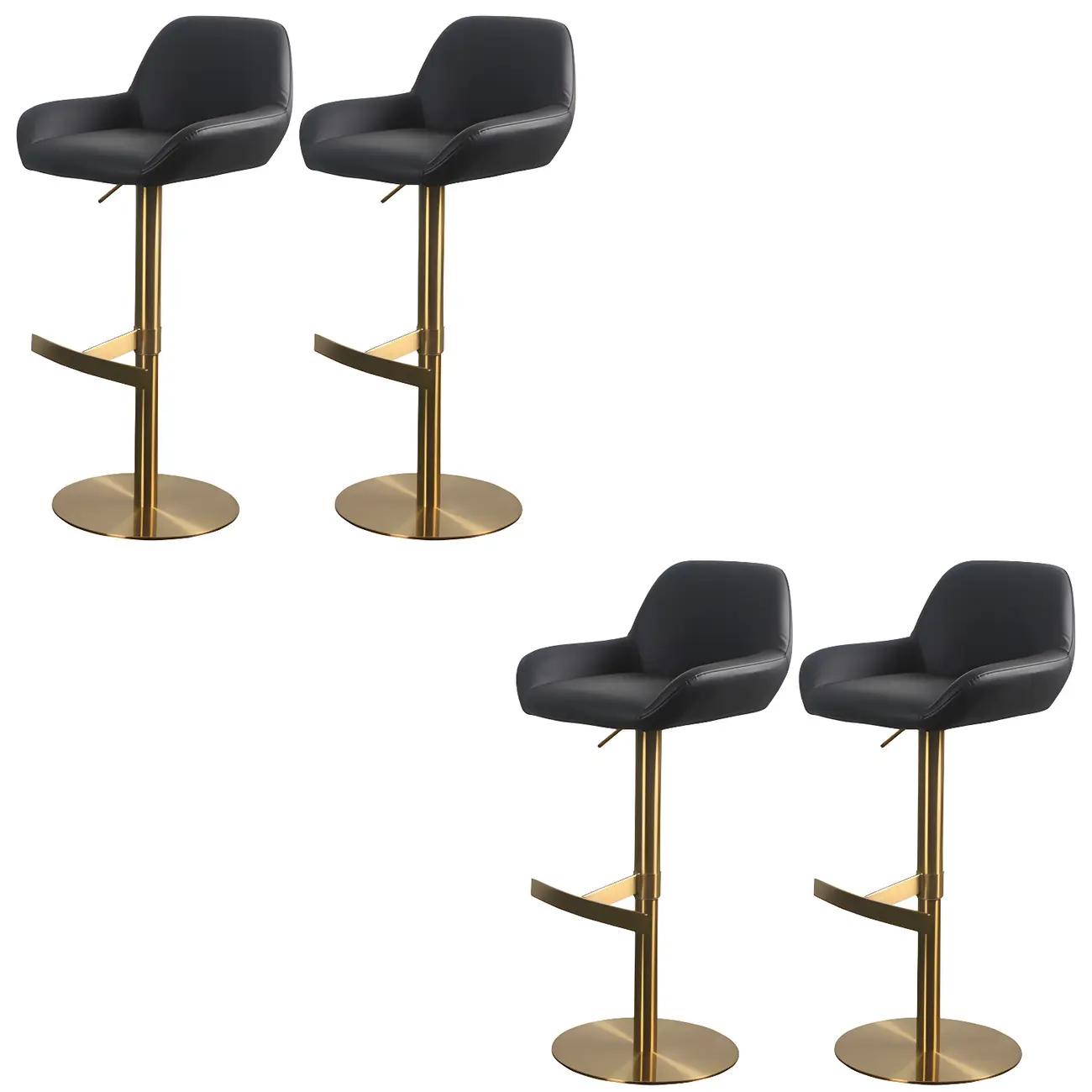 Glossy Metal Bucket Swivel Adjustable Bar Stools