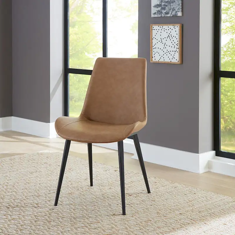 Nicoya Upholstered Dining Chair in Buckskin Synthetic Leather and Black - 34 x 36.1 x 23