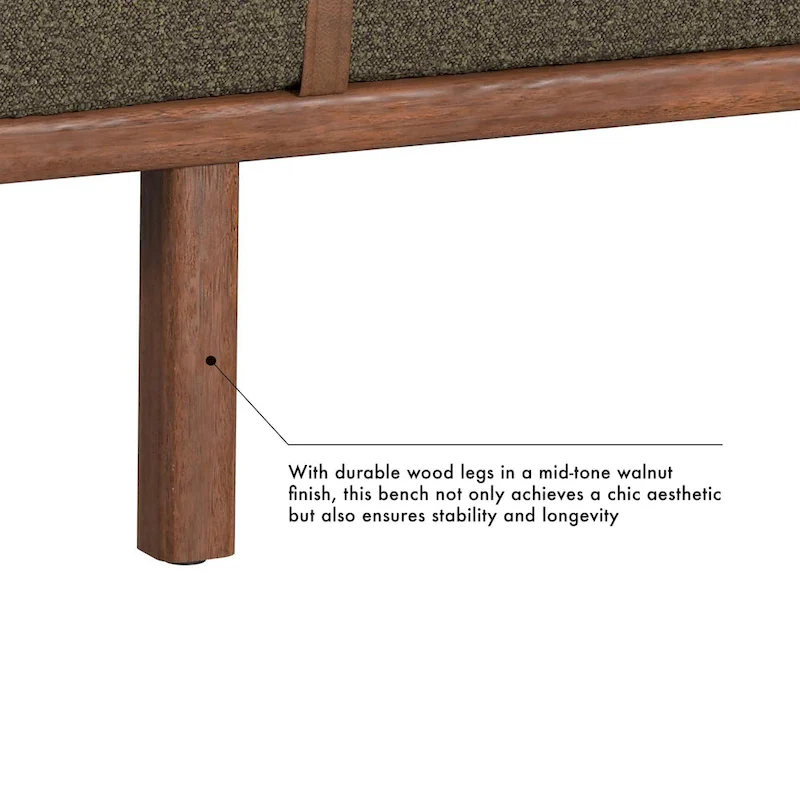 HomePop upholstered Bench with Wood Base