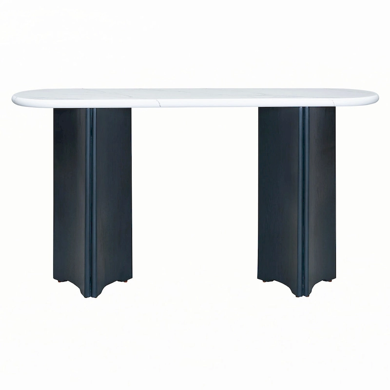 Narrow Console Table, Entryway Table,Navy+White