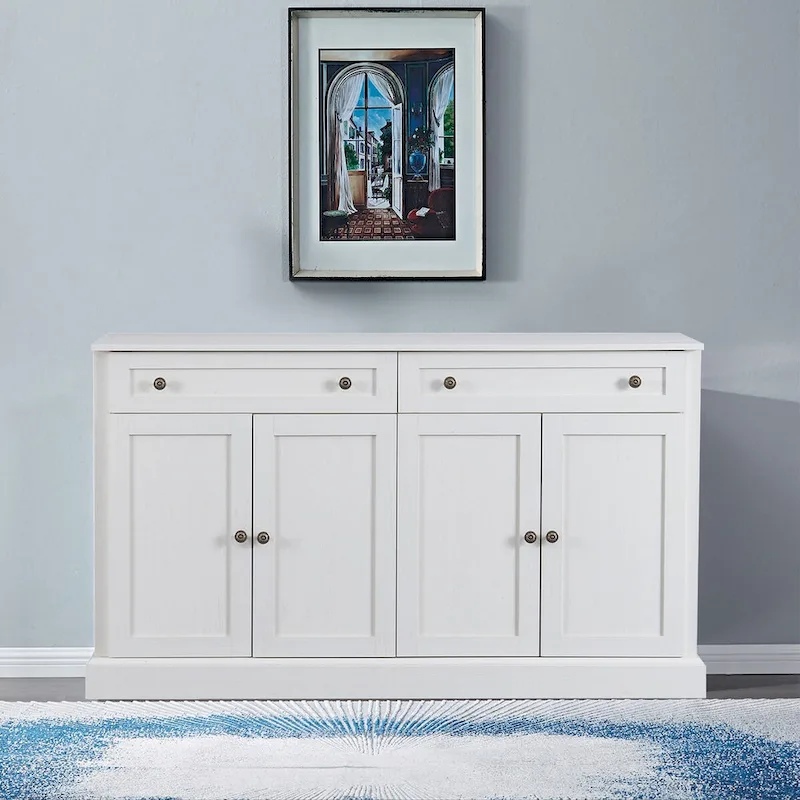 Contemporary Minimalist Wooden Sideboard with 2 Drawers and 2 Cabinets
