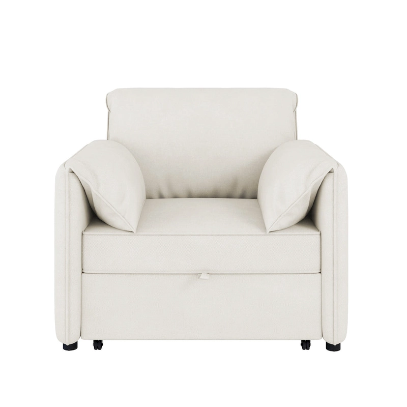 Roomfitters Convertible Sofa Bed, 3 in 1 Sleeper Chair with Adjustable Backrest and Thick Cushions, Linen Frame