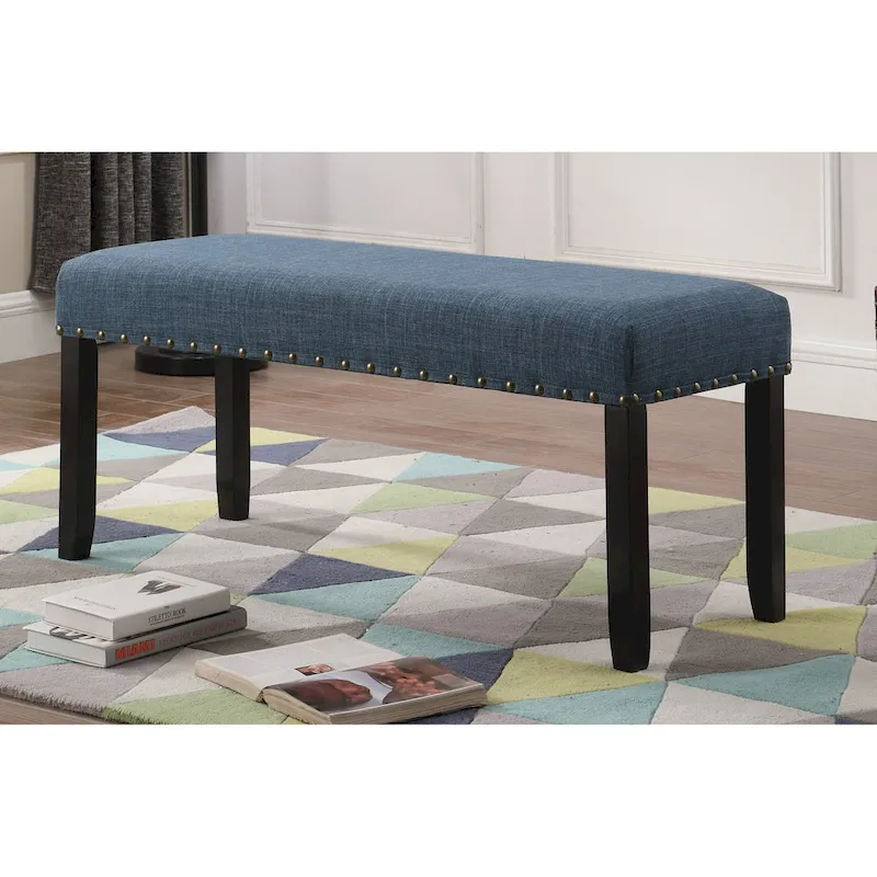 Fabric Dining Bench with Nailhead Trim