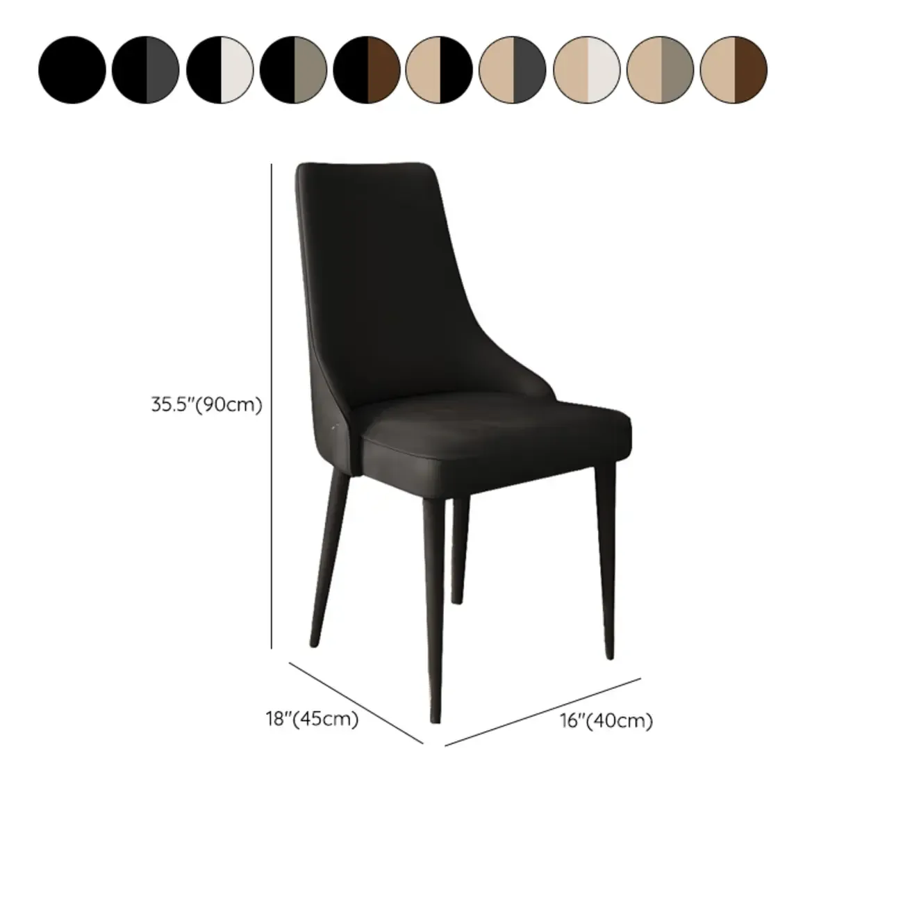 Modern Armless Faux Leather Upholstered High Back Dining Chair