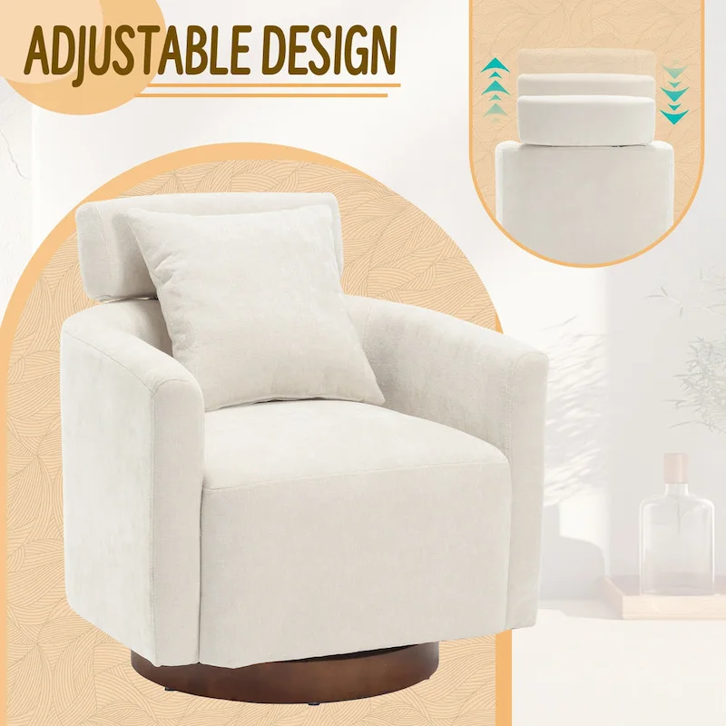360 Degree Accent Swivel Chair,Chenille Upholstered Arm Chair