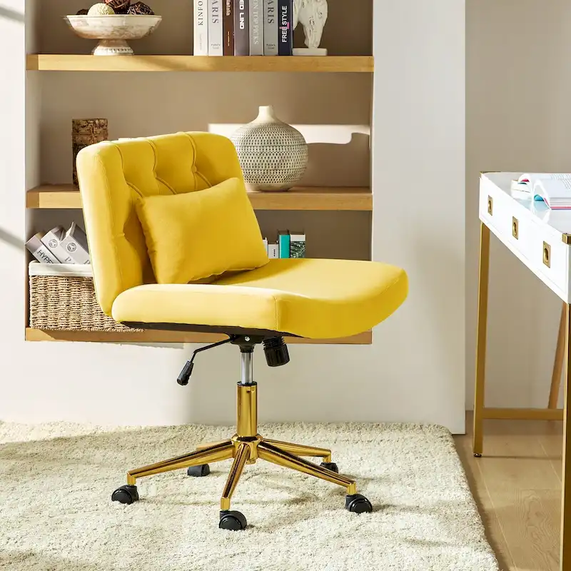 Ollie Modern Flannel Swivel Tilting Office Chair with Pillow by HULALA HOME