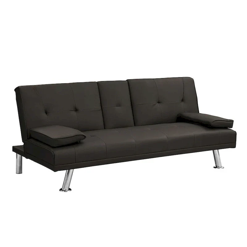 Modern Convertible Adjustable Sofa Bed - Faux Leather Recliner Double Sofa