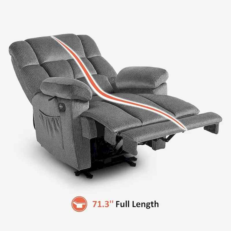 Electric Power Recliner Chair with Heat and Massage, Fabric