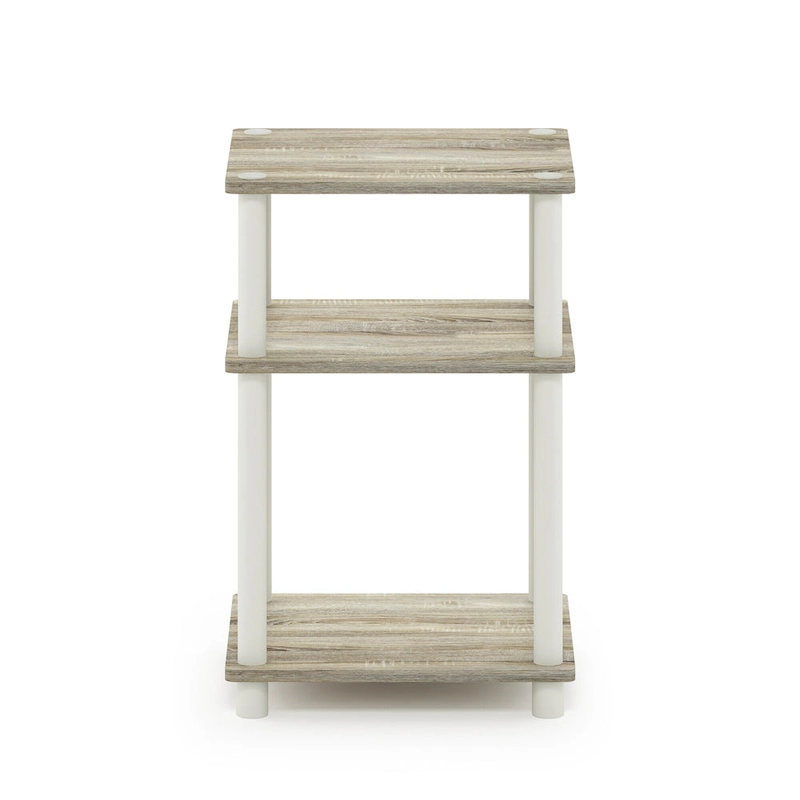 Furinno Just 3-Tier Turn-N-Tube End Table, Sonoma Oak/White