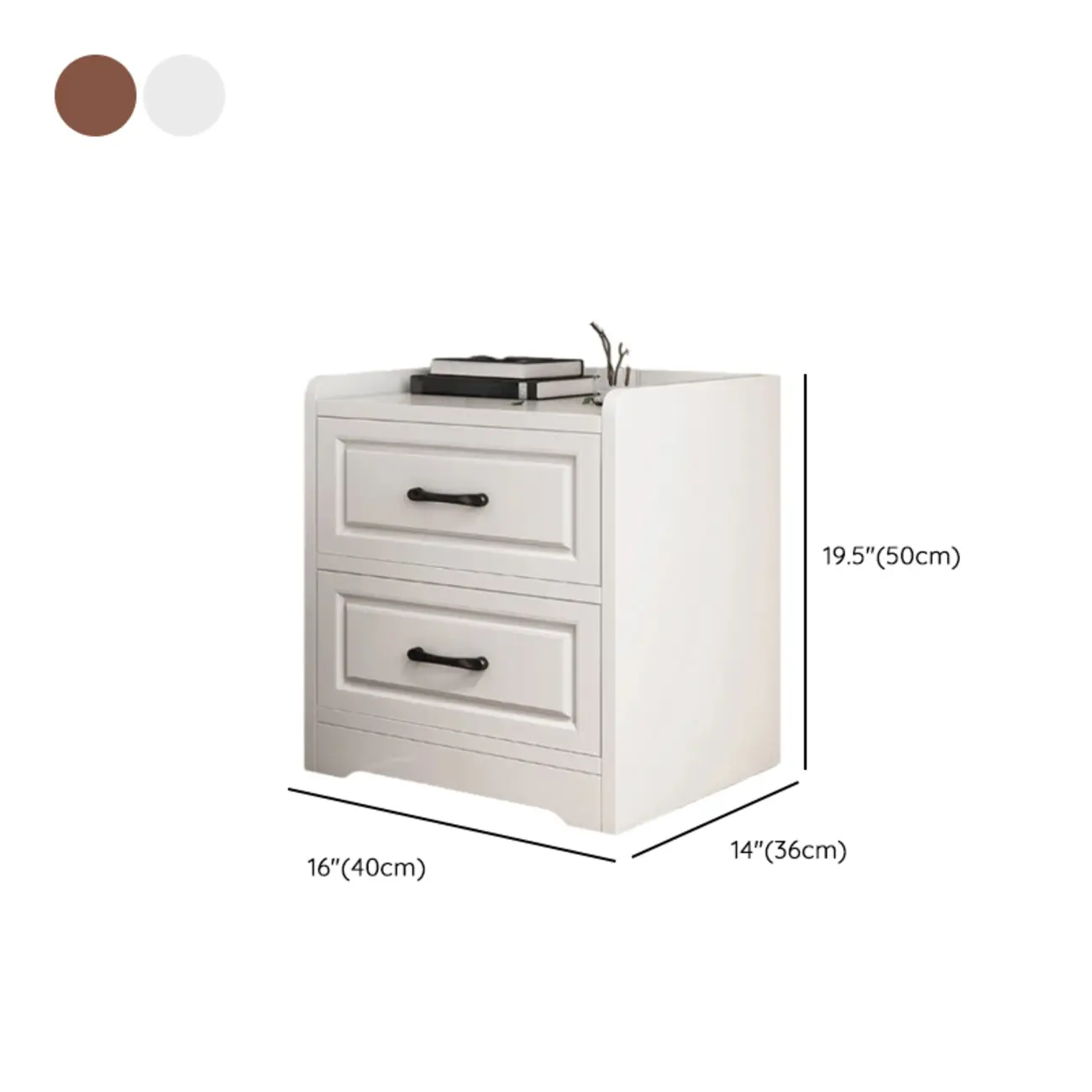 Classic Narrow Wooden White Nightstand with 3 Drawers