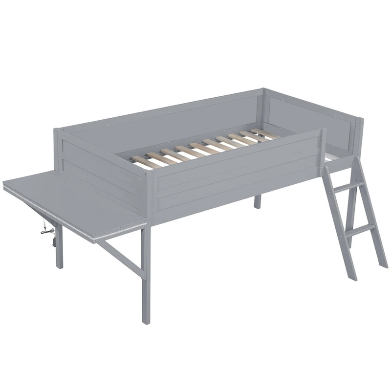 Twin Wood Gaming Loft Bed with LED Desk