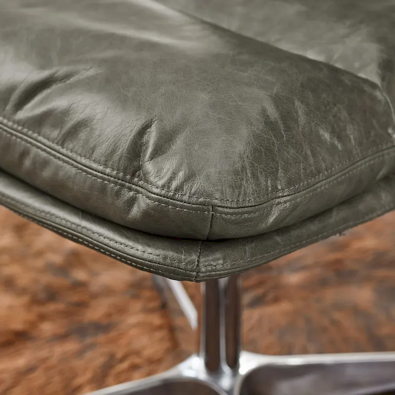 Mid-Century Modern Genuine Leather Home Office Desk Chair