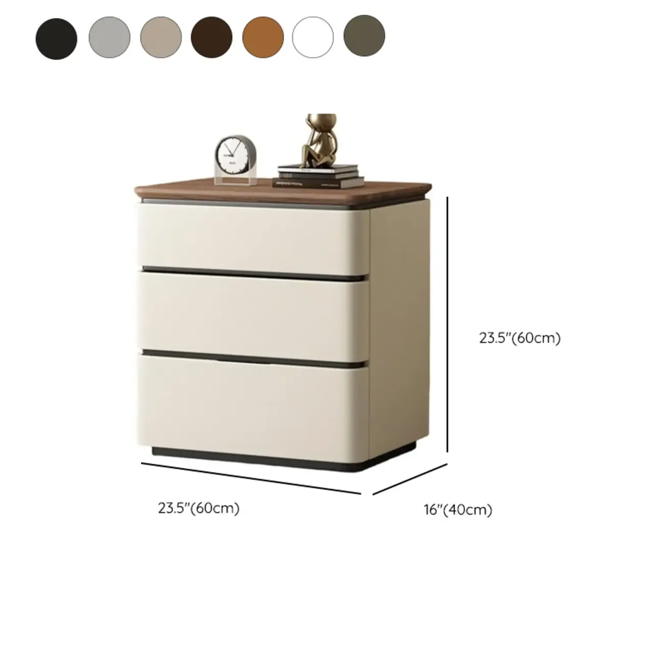Modern Narrow Wooden Nightstand with 3 Drawers
