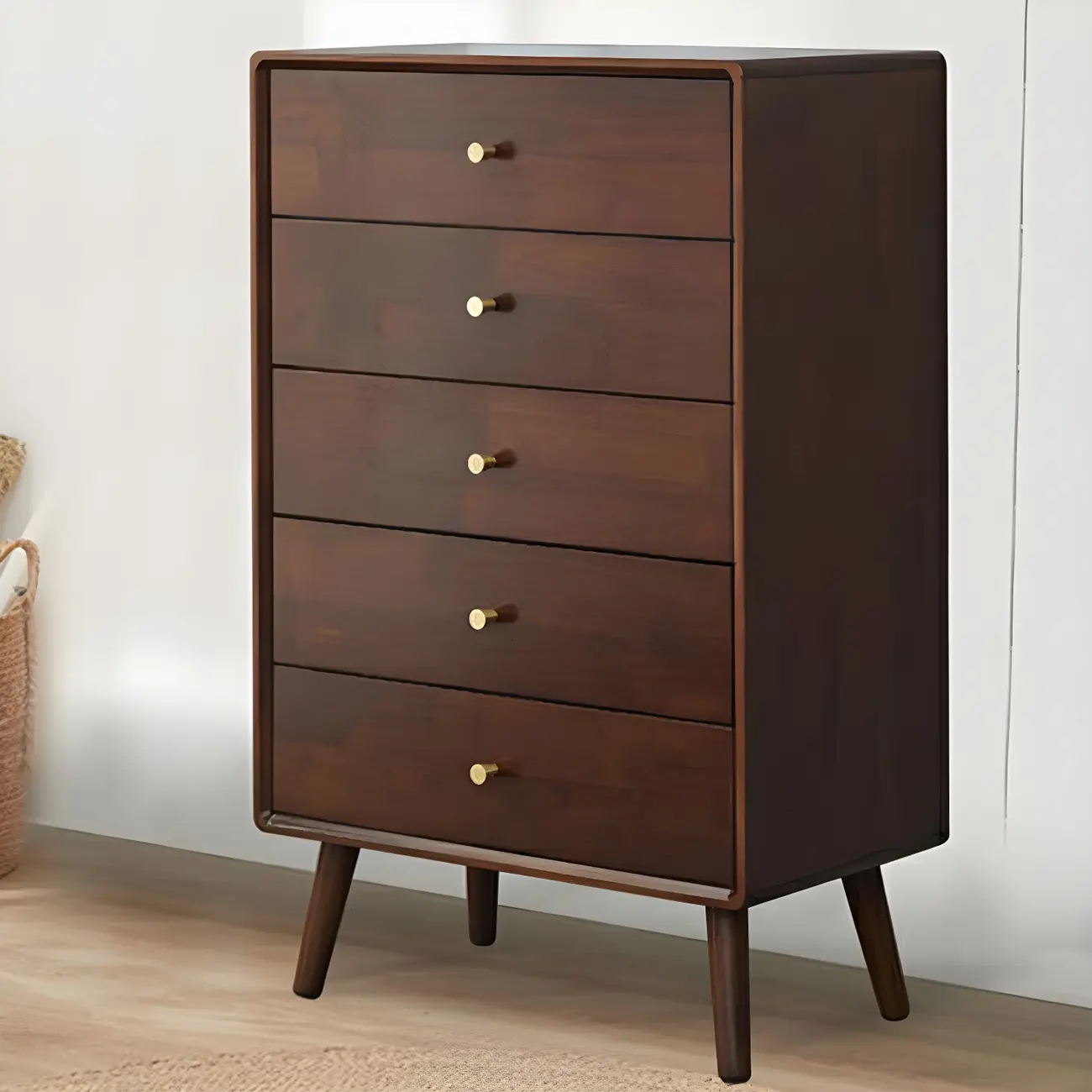 Compact Natural Wood Combo Dresser with Cabinet and Drawers