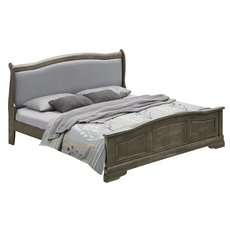 Upholstered Wood King Panel Bed