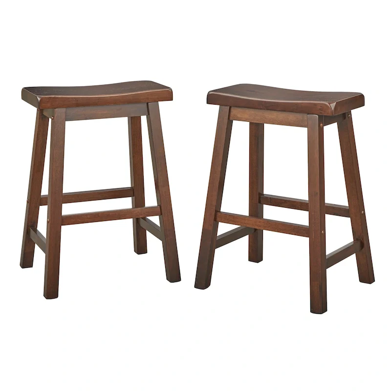 Solid Wood 24-inch Saddle Stool (Set of 2)