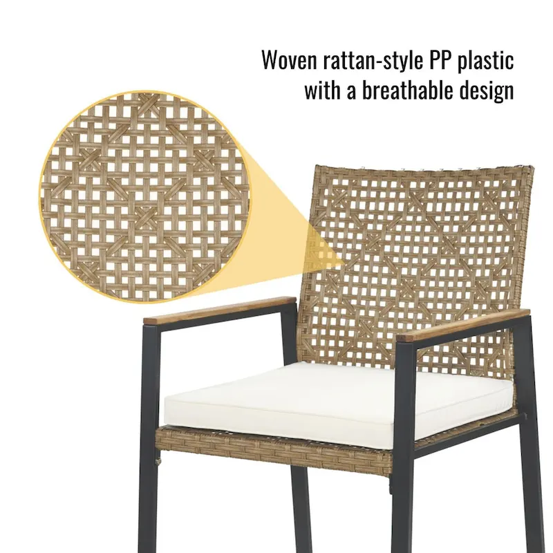 All Weather 5-Piece Patio Dining Set with Umbrella Hole and Acacia Wood Table Top