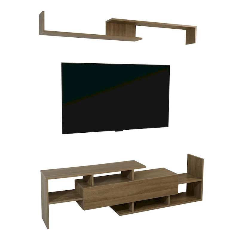 Surrey 60.2 2 Pc 1-Drawer Floating TV Stand Media Console with Open Shelves