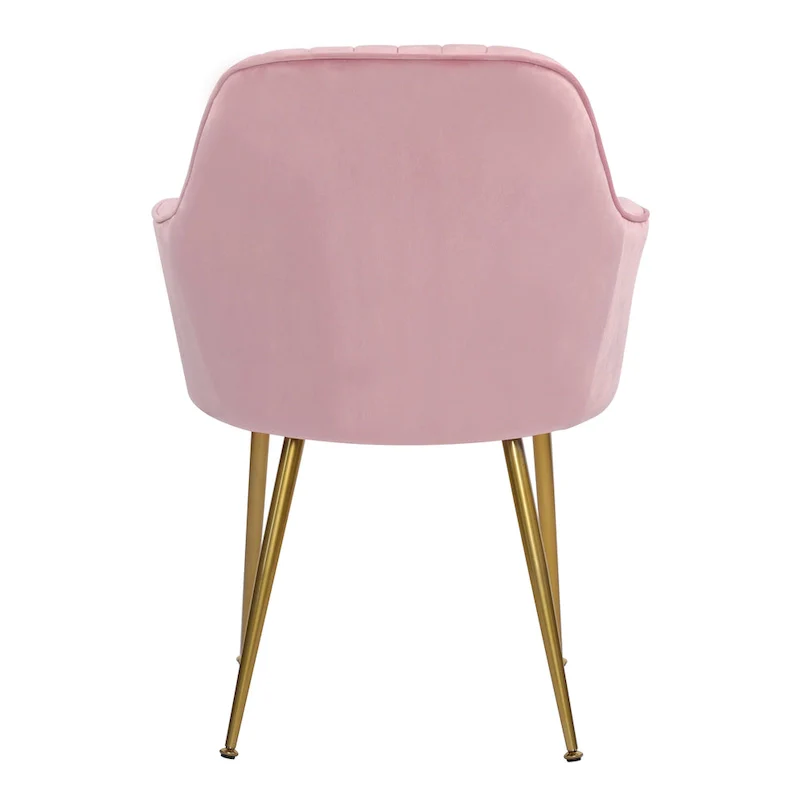 Velvet Accent Dining Chairs with Gold Metal Legs Set of 2