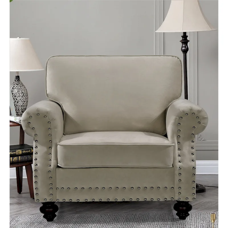 Suffield Velvet Nailhead Armchair