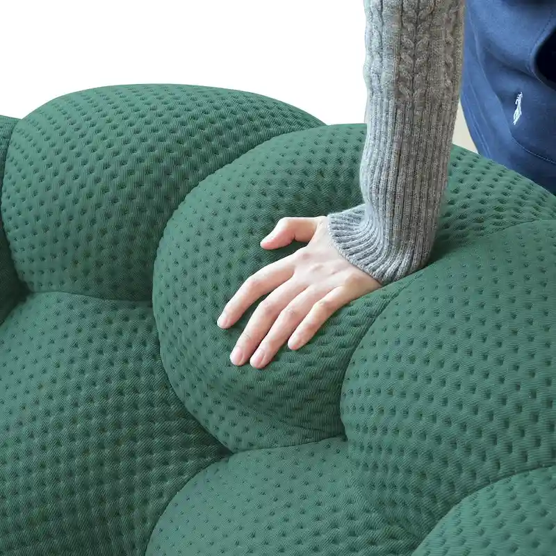3D Honeycomb Fabric Upholstered Bubble Sofa Modern Loveseat with Ottoman