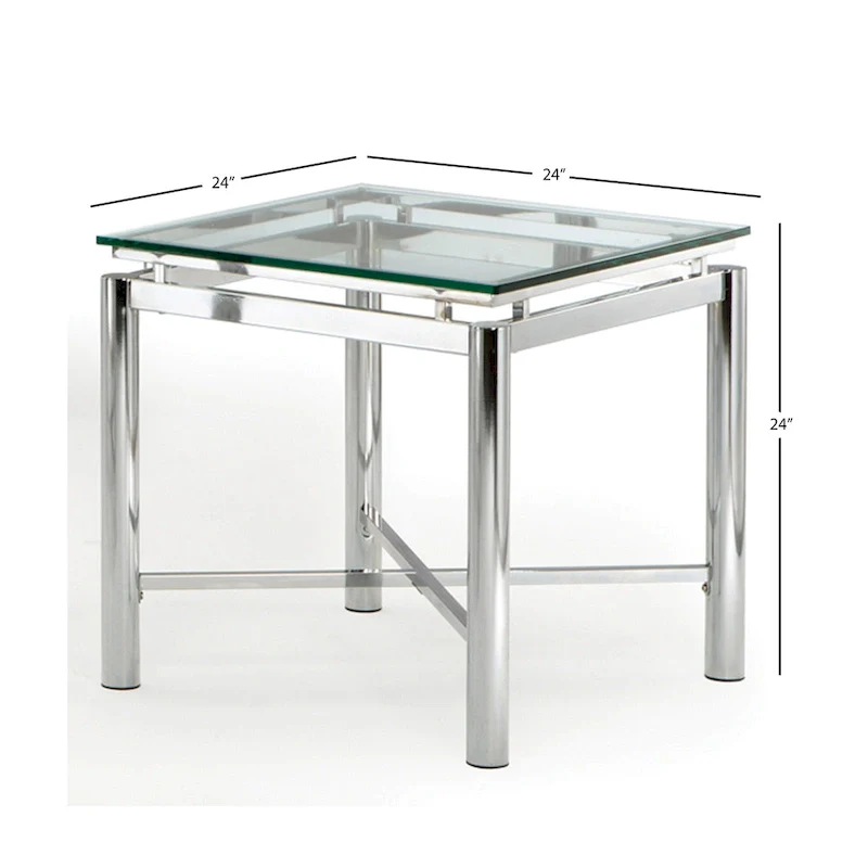 Steve Silver Jules Chrome and Glass End Table