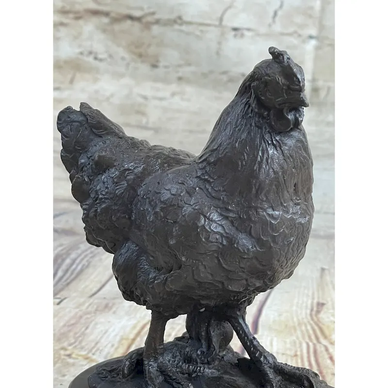 Lucky Chicken Rooster Chanticleer Bronze Statue Sculpture Statue Art 7 Inches X 5 Inches