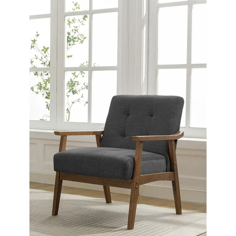 Galina Fabric Accent Chair with Rubberwood Legs