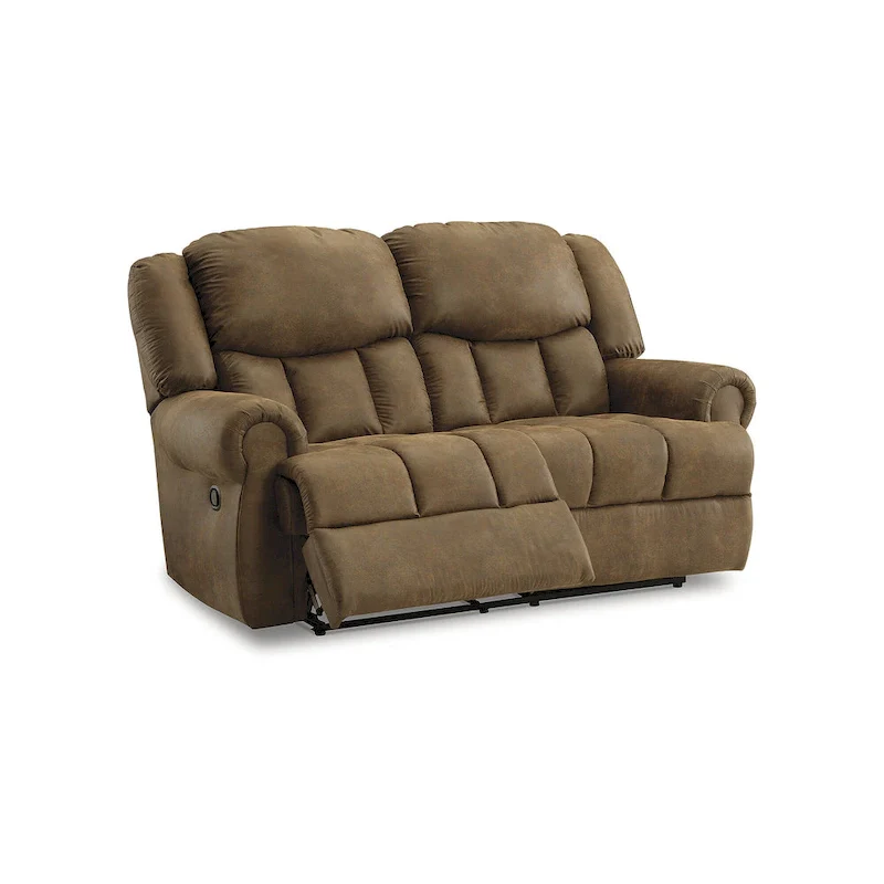 Faux Leather Reclining Loveseat – Brown, Pull-Tab, 2-Seat