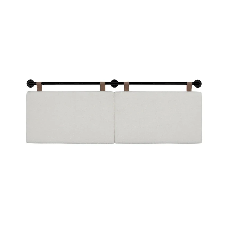 Charlie Wall Mount Boucle Upholstered Padded Headboard, Adjustable Height with Metal Rail