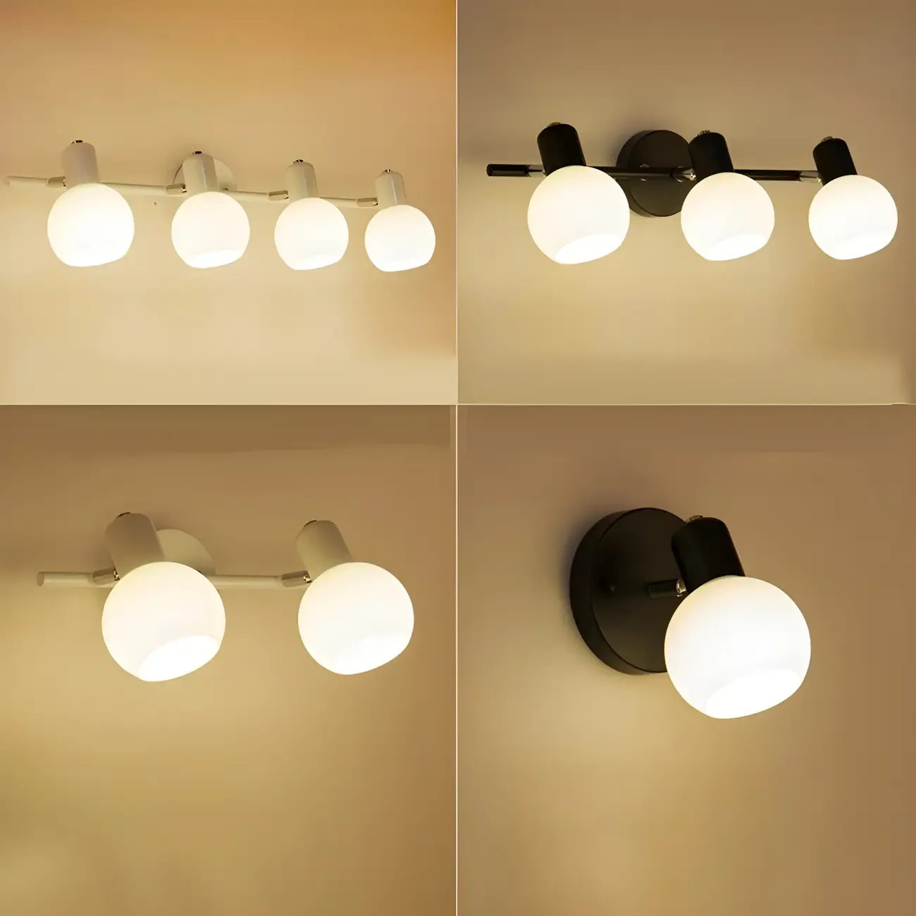 Modern Metal Black Glass Dome Bathroom Vanity Light