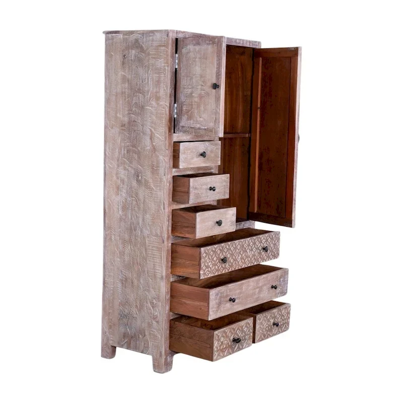 Maadze Solid Wood Freestanding Wardrobe Cabinet - N/A