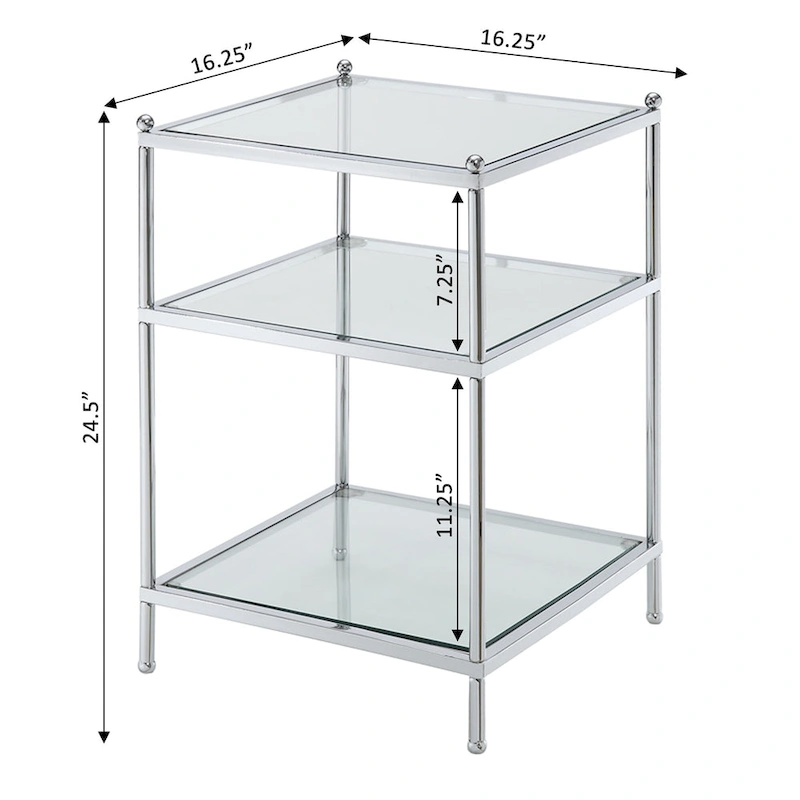 Convenience Concepts Royal Crest 3 Tier Glass End Table