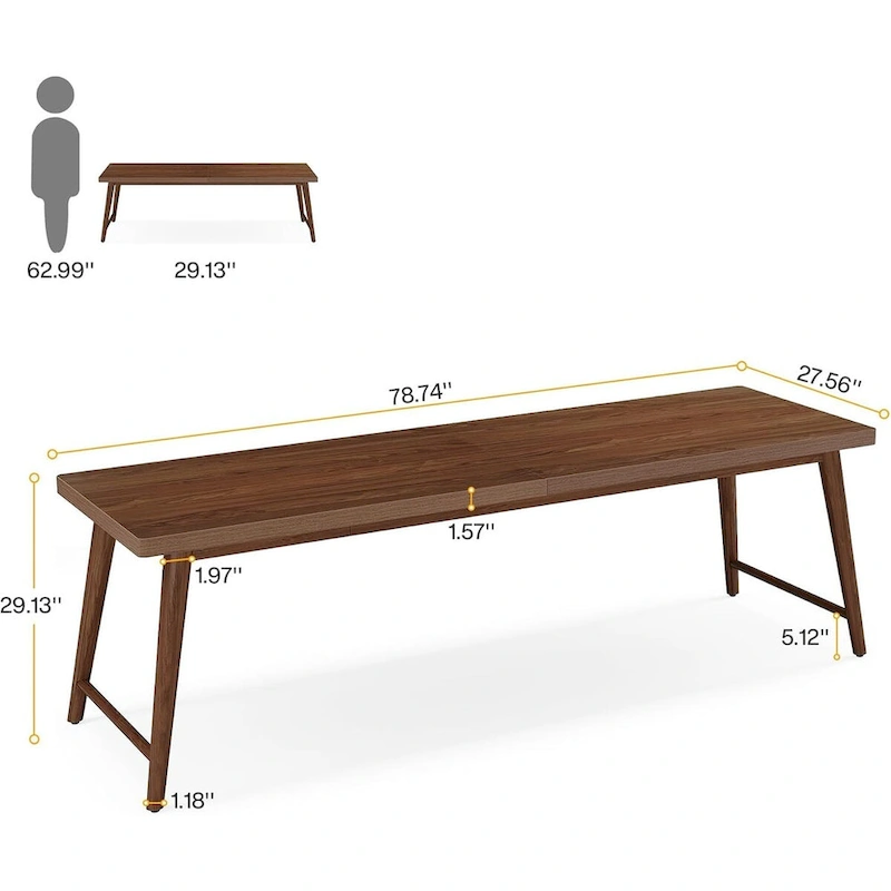 78.7  Wood Extra Long Desk, Large 2-Person Computer Desk Writing Desk