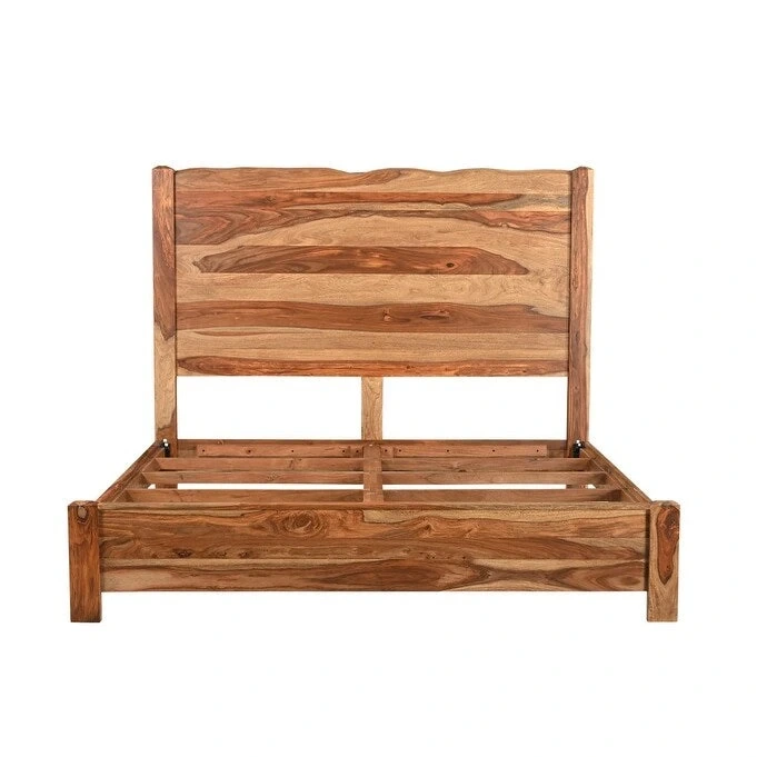 HomeRoots Brown Live Edge Solid Wood King Bed Frame