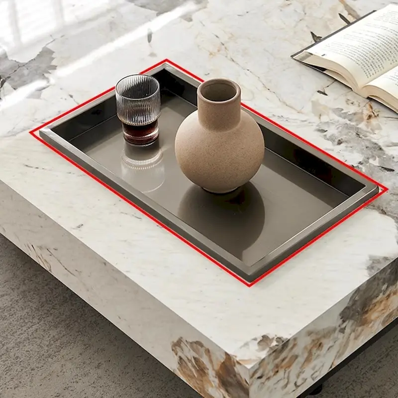 JASIWAY Light Luxury Sintered Stone Square Coffee Table